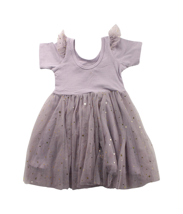 A Grey Short Sleeve Dresses from EleStory in size 2T for girl. (Back View)