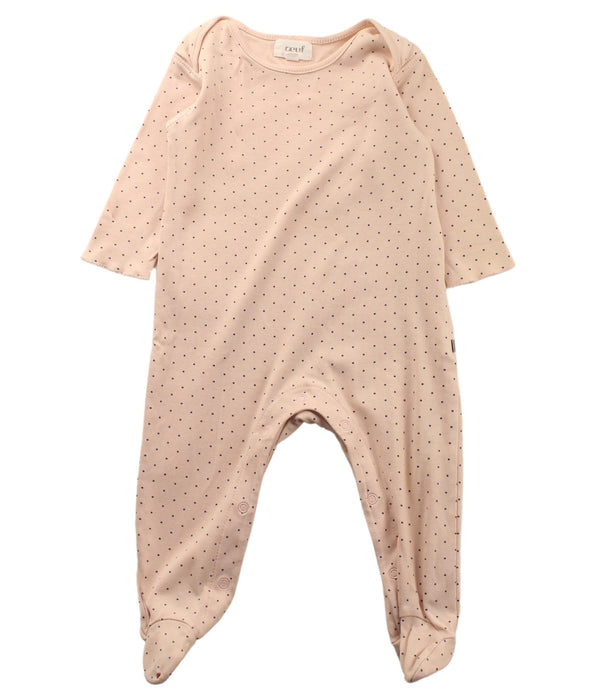 A Pink Onesies from Oeuf in size 3-6M for neutral. (Front View)