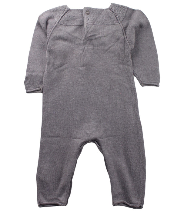 A Grey Long Sleeve Jumpsuits from Chateau de Sable in size 0-3M for neutral. (Back View)