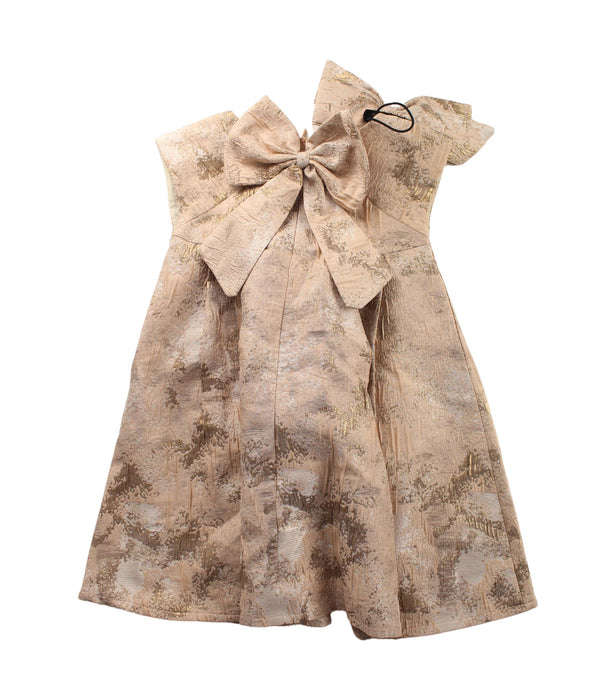 A Brown Sleeveless Dresses from Tachéri in size 4T for girl. (Back View)