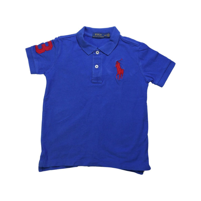 A Blue Short Sleeve Polos from Polo Ralph Lauren in size 4T for boy. (Front View)