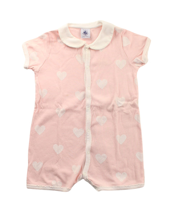 A Pink Short Sleeve Rompers from Petit Bateau in size 12-18M for girl. (Front View)