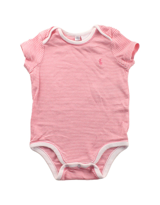 A Pink Short Sleeve Bodysuits from Ralph Lauren in size 3-6M for girl. (Front View)