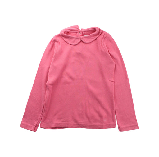 A Pink Long Sleeve Tops from Petit Bateau in size 6T for girl. (Front View)