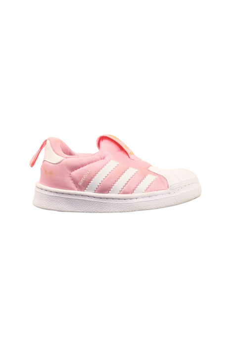 A Pink Slip Ons from Adidas in size 12-18M for girl. (Front View)