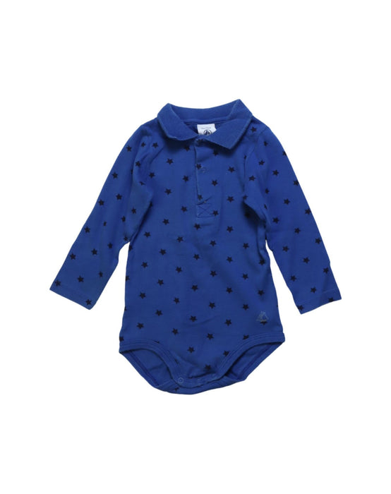 A Blue Long Sleeve Bodysuits from Petit Bateau in size 12-18M for boy. (Front View)