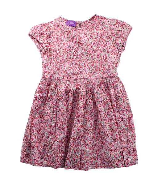 A Pink Short Sleeve Dresses from Liberty London in size 4T for girl. (Front View)