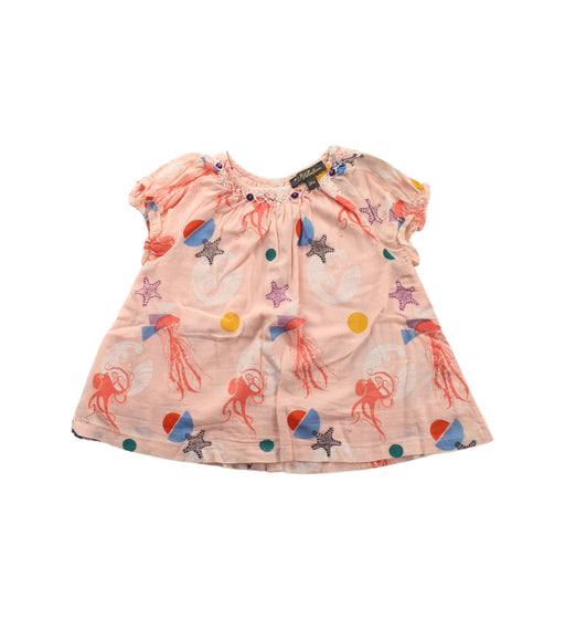 A Peach Short Sleeve Dresses from Velveteen in size 2T for girl. (Front View)