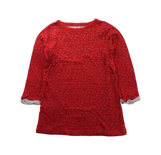 A Red Long Sleeve Dresses from Petit Bateau in size 3T for girl. (Front View)
