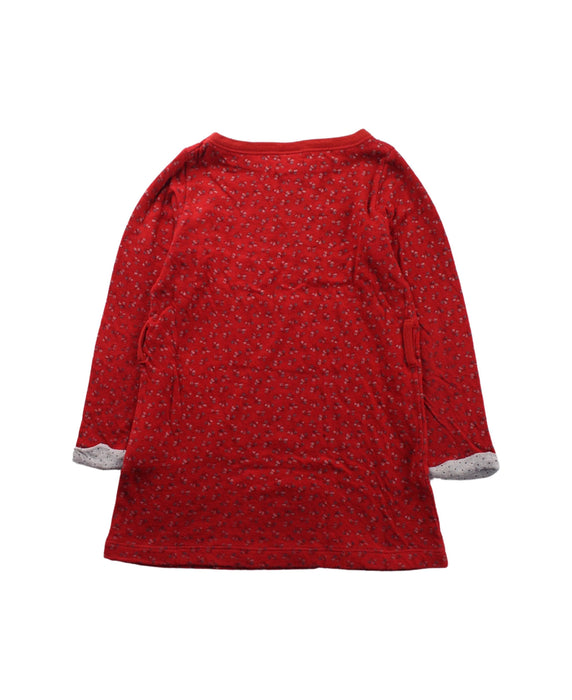 A Red Long Sleeve Dresses from Petit Bateau in size 3T for girl. (Back View)