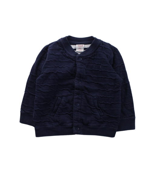 A Blue Cardigans from Seed in size 6-12M for boy. (Front View)