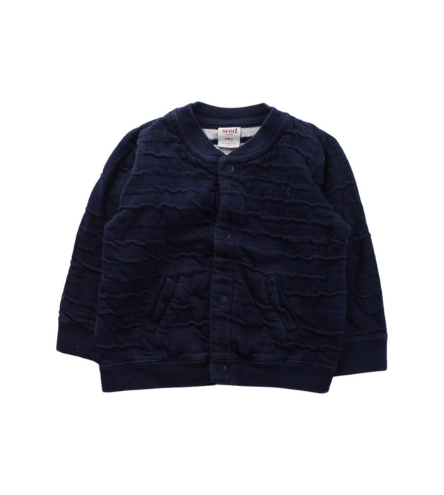 A Blue Cardigans from Seed in size 6-12M for boy. (Front View)