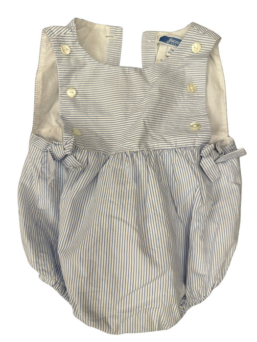 A Blue Short Sleeve Rompers from Jacadi in size 0-3M for neutral. (Front View)