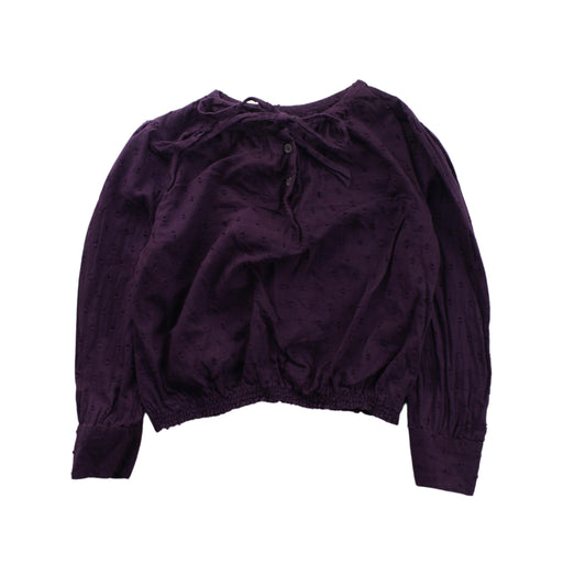 A Burgundy Long Sleeve Tops from Velveteen in size 4T for girl. (Front View)