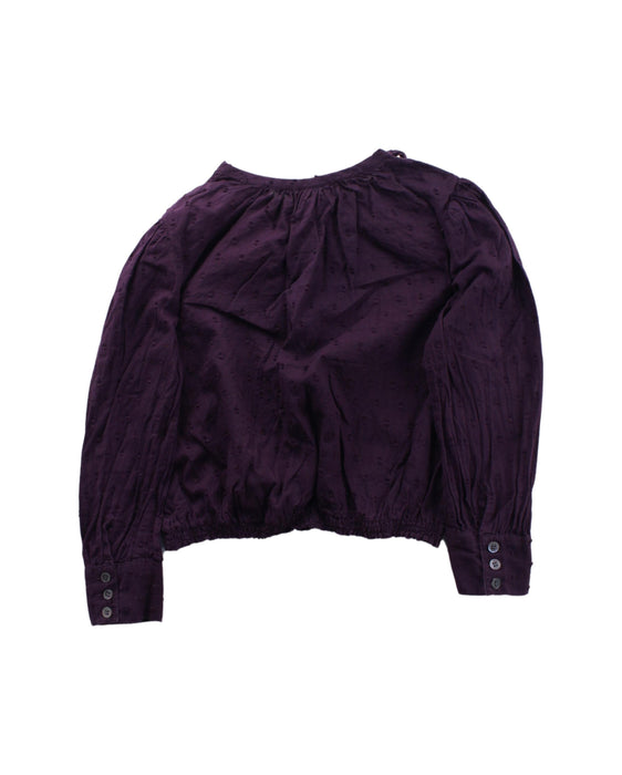 A Burgundy Long Sleeve Tops from Velveteen in size 4T for girl. (Back View)