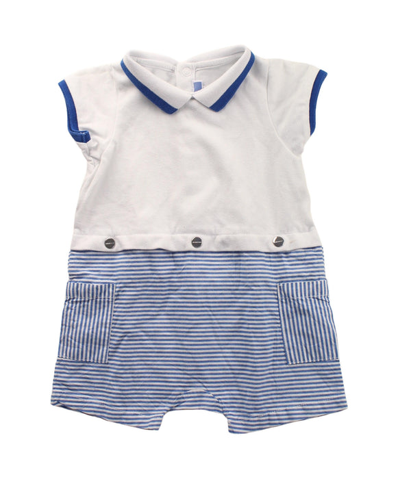 A Blue Short Sleeve Rompers from Jacadi in size 6-12M for boy. (Front View)