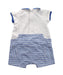 A Blue Short Sleeve Rompers from Jacadi in size 6-12M for boy. (Back View)