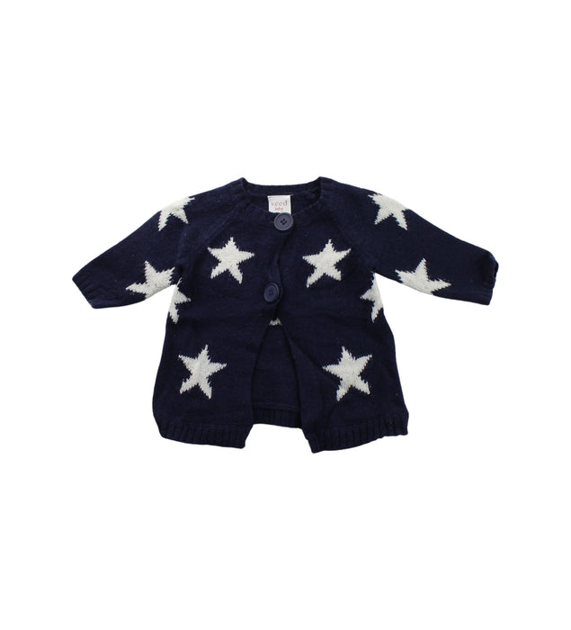 A Blue Cardigans from Seed in size 0-3M for girl. (Front View)