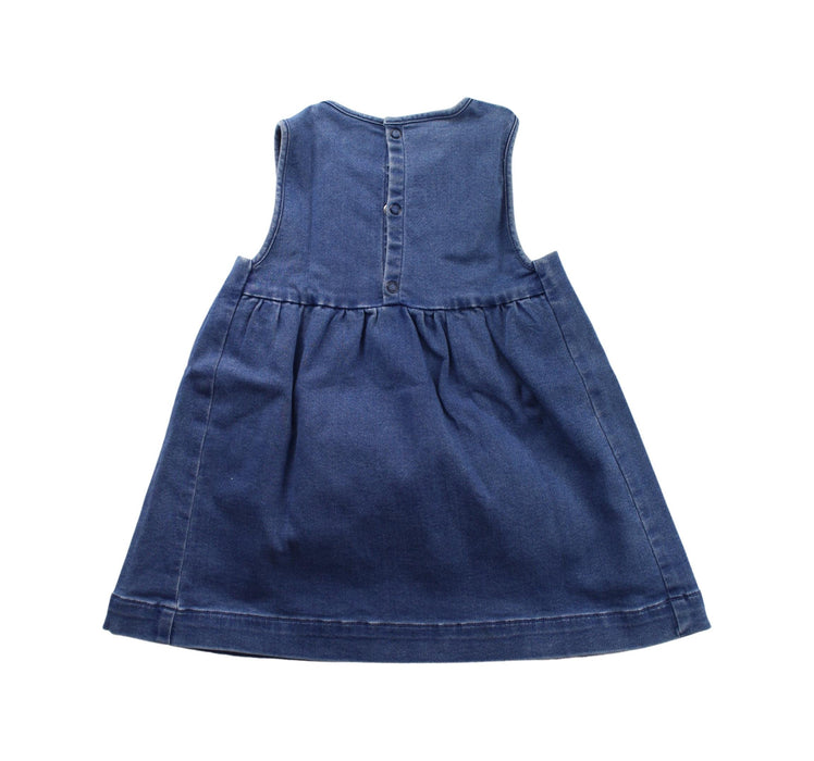 A Blue Sleeveless Dresses from Petit Bateau in size 2T for girl. (Back View)