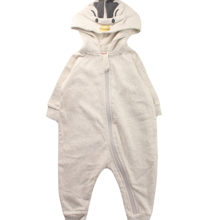 A White Long Sleeve Jumpsuits from Seed in size 3-6M for girl. (Front View)