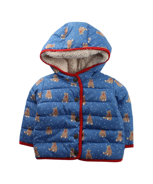 A Blue Puffer/Quilted Jackets from Boden in size 3-6M for girl. (Front View)