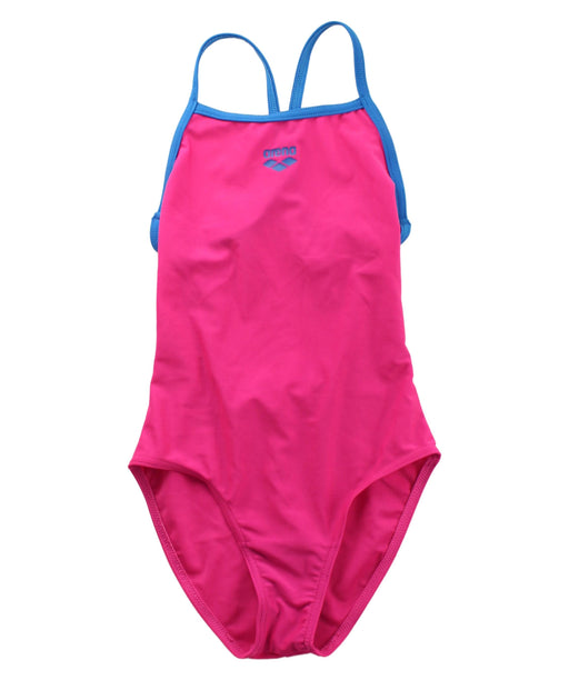 A Pink Swimsuits from Arena in size 6T for girl. (Front View)