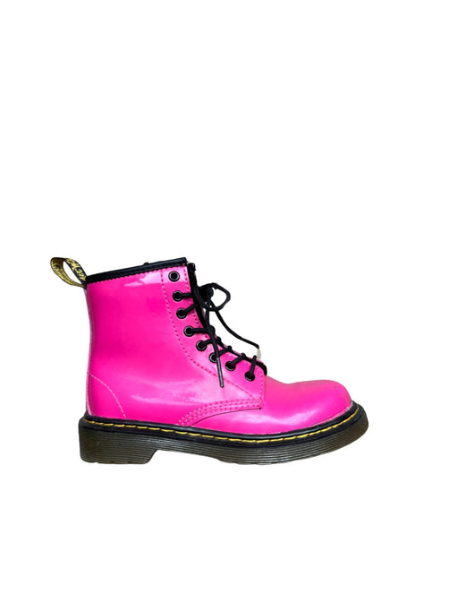 A Pink Casual Boots from Dr. Martens in size 6T for girl. (Front View)