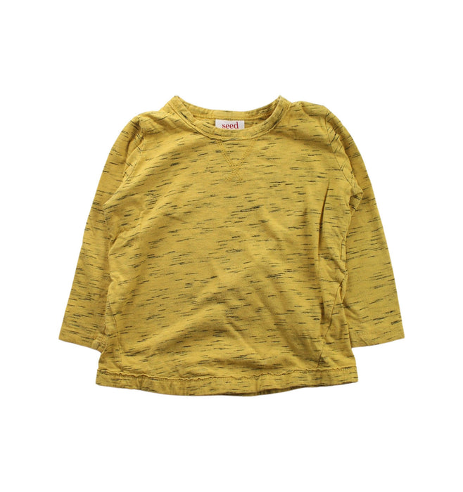 A Yellow Long Sleeve T Shirts from Seed in size 2T for boy. (Front View)