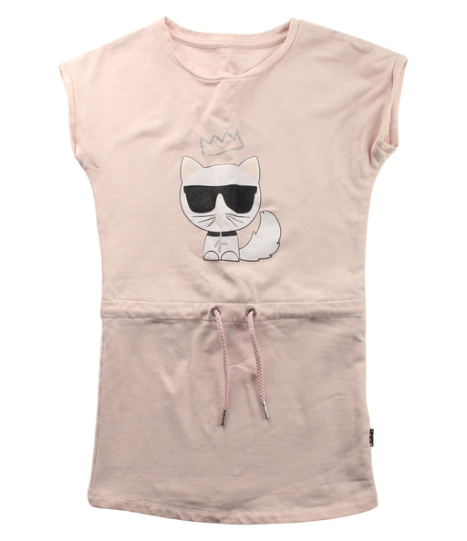 A Pink Short Sleeve Dresses from Karl Lagerfeld in size 4T for girl. (Front View)