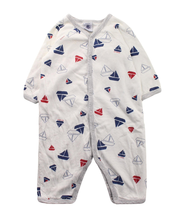 A White Long Sleeve Jumpsuits from Petit Bateau in size 3-6M for neutral. (Front View)
