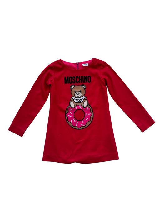 A Red Long Sleeve Dresses from Moschino in size 3T for girl. (Front View)