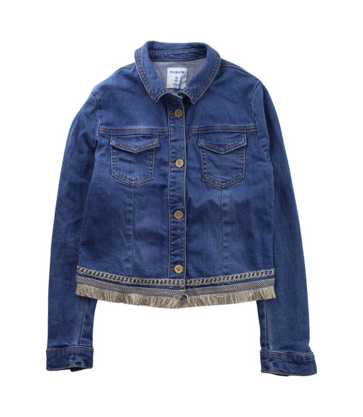 A Blue Lightweight Jackets from Mayoral in size 10Y for girl. (Front View)