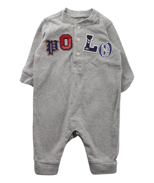 A Grey Long Sleeve Jumpsuits from Ralph Lauren in size 0-3M for neutral. (Front View)