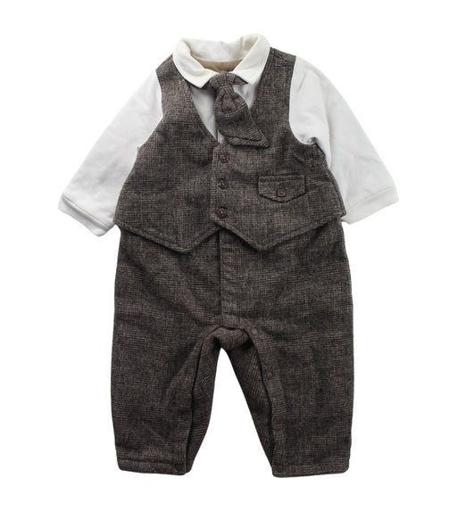 A Brown Long Sleeve Jumpsuits from Chickeeduck in size 6-12M for boy. (Front View)
