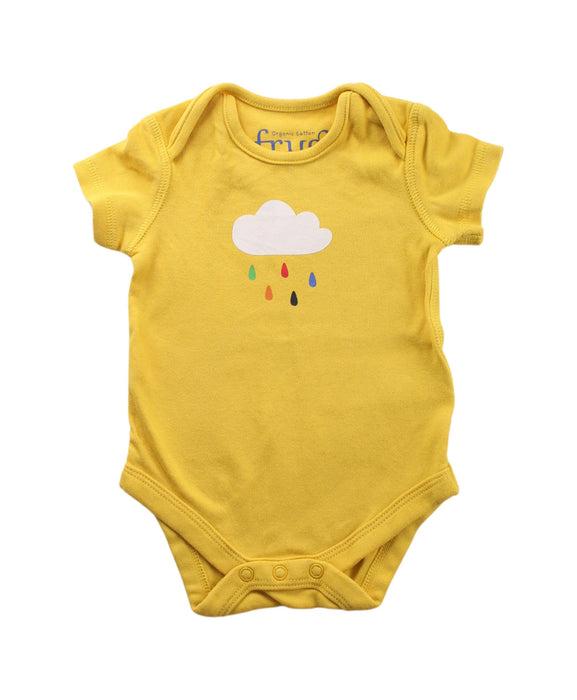 A Yellow Short Sleeve Bodysuits from Frugi in size Newborn for girl. (Front View)