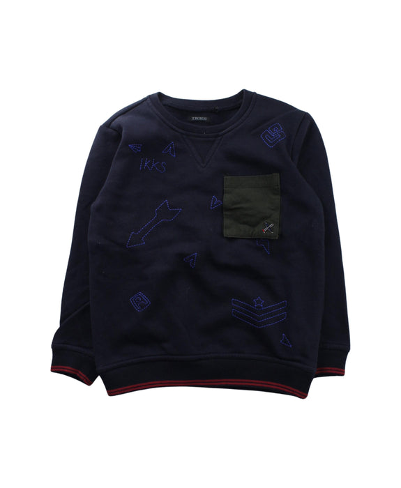 A Blue Crewneck Sweatshirts from IKKS in size 6T for boy. (Front View)