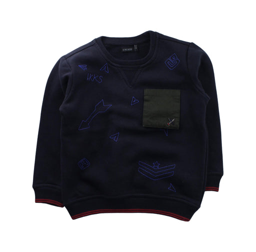 A Blue Crewneck Sweatshirts from IKKS in size 5T for boy. (Front View)