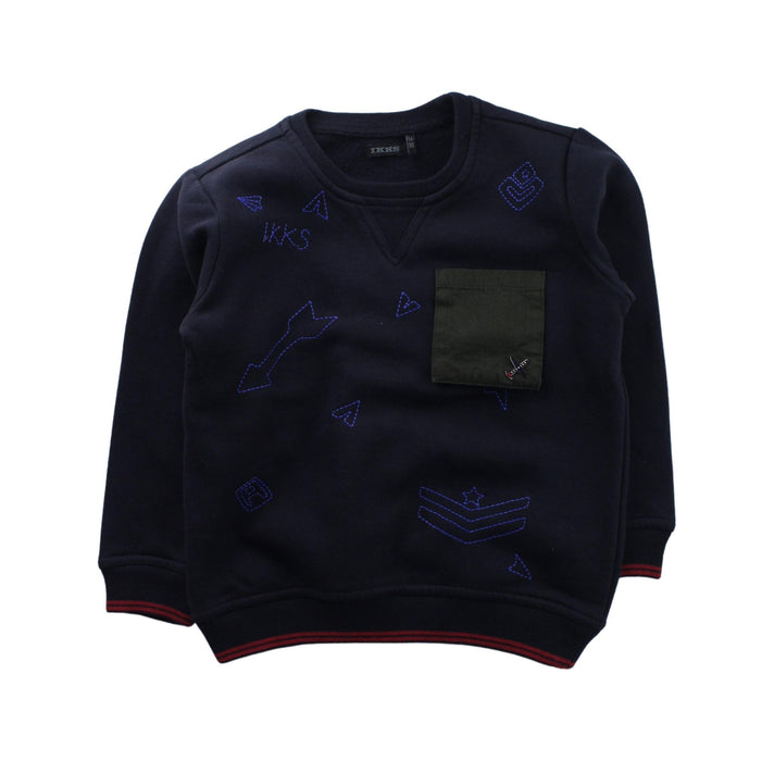 A Blue Crewneck Sweatshirts from IKKS in size 5T for boy. (Front View)