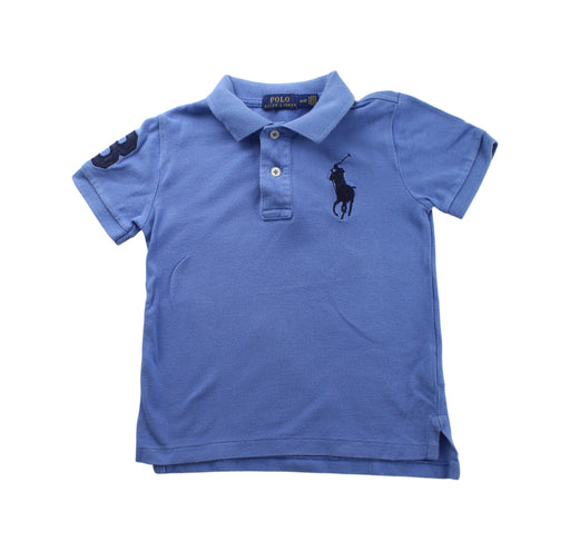 A Blue Short Sleeve Polos from Polo Ralph Lauren in size 4T for boy. (Front View)