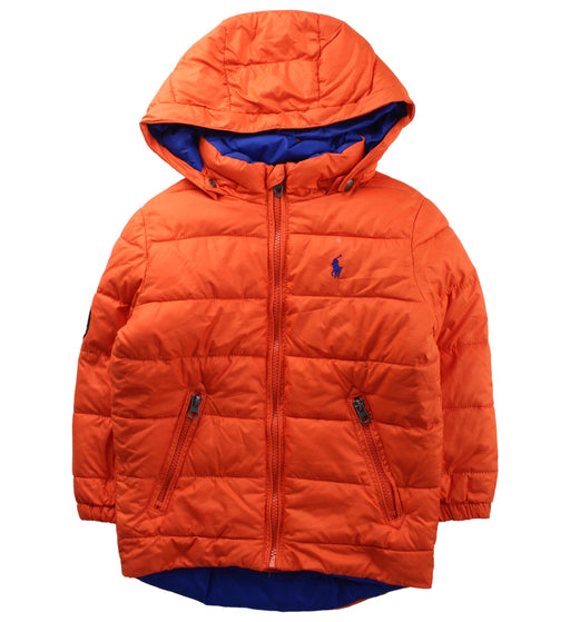 A Orange Puffer/Quilted Jackets from Polo Ralph Lauren in size 3T for boy. (Front View)