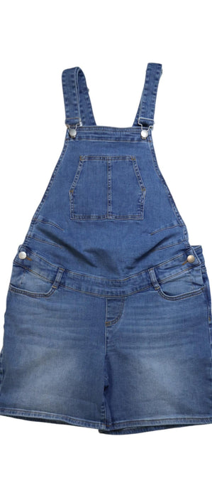 A Blue Overall Shorts from Seraphine in size S for maternity. (Front View)