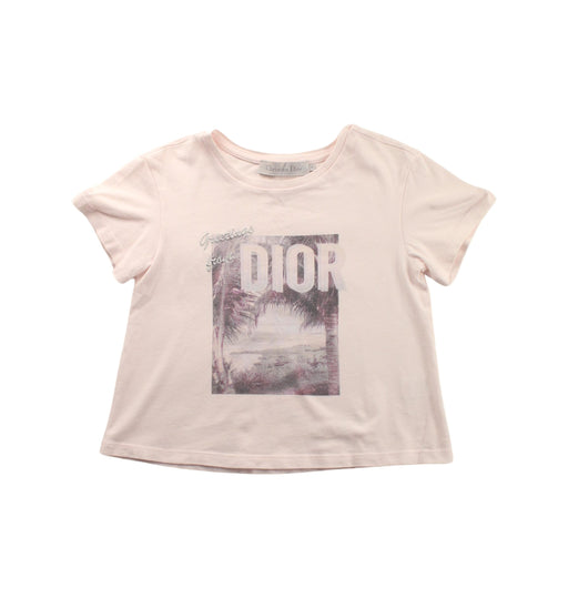 A Pink Short Sleeve T Shirts from Dior in size 4T for girl. (Front View)