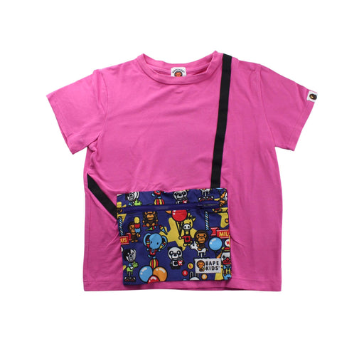 A Pink Short Sleeve T Shirts from BAPE KIDS in size 7Y for girl. (Front View)