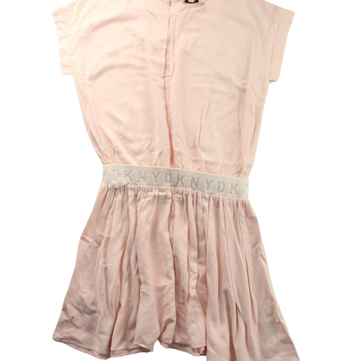 A Peach Short Sleeve Dresses from DKNY in size 10Y for girl. (Front View)