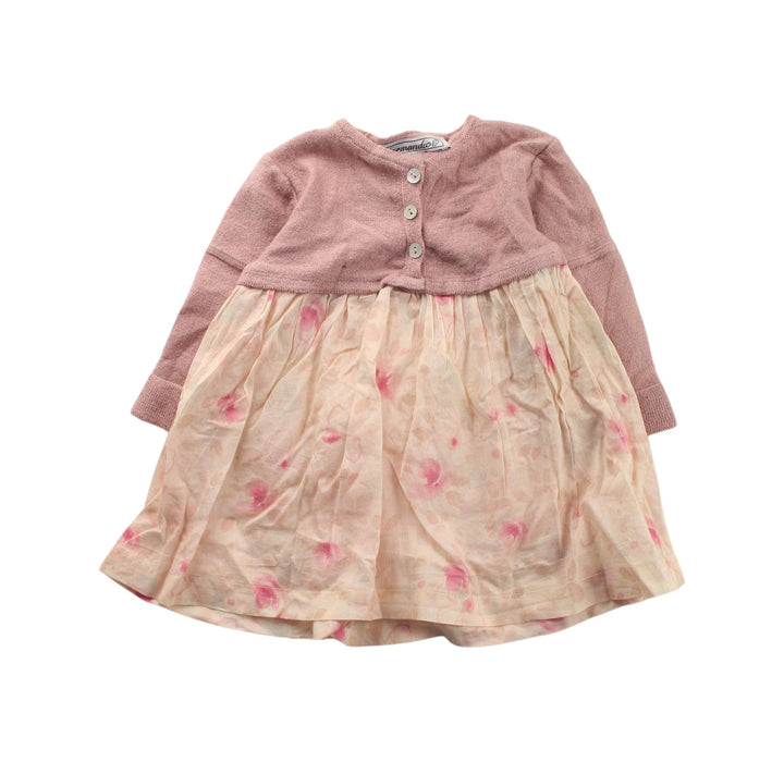 A Beige Long Sleeve Dresses from Normandie in size 6-12M for girl. (Front View)