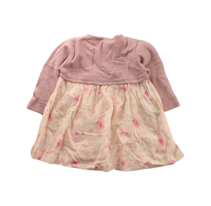 A Beige Long Sleeve Dresses from Normandie in size 6-12M for girl. (Back View)