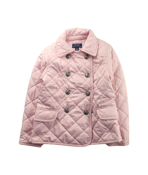 A Pink Puffer/Quilted Jackets from Polo Ralph Lauren in size 6T for girl. (Front View)