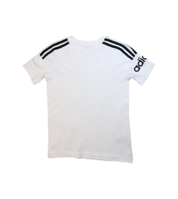 A White Short Sleeve T Shirts from Adidas in size 10Y for boy. (Front View)