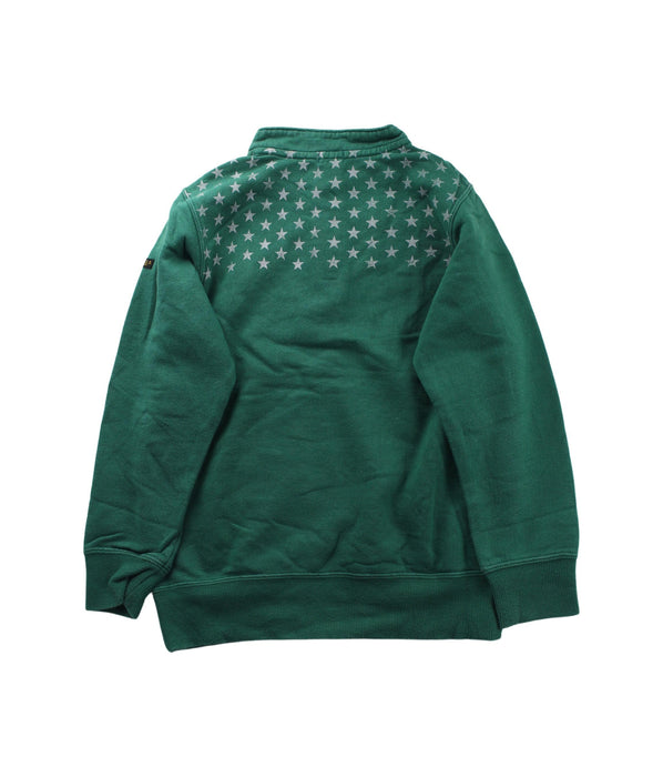 A Green Buttoned Sweatshirts from Miki House in size 7Y for boy. (Back View)