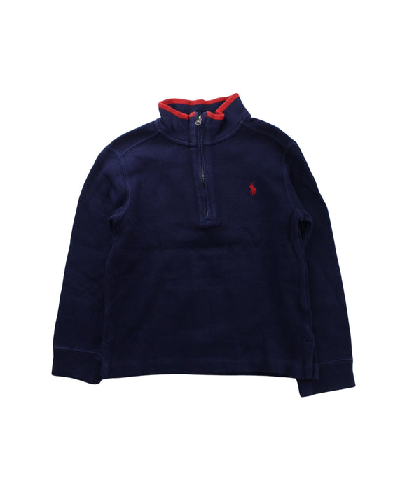 A Blue Zippered Sweatshirts from Polo Ralph Lauren in size 5T for boy. (Front View)